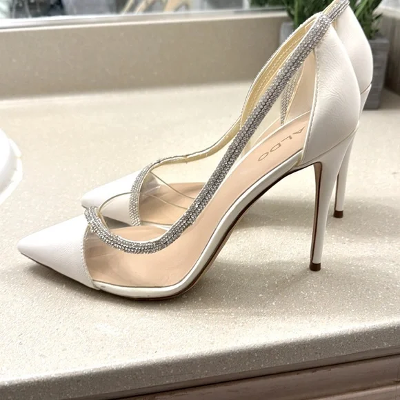 Aldo Shoes New Aldo Heels Pumps In White Clear And Rhinestones Size Us 8 Poshmark